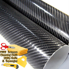 Premium 4D Semi-Gloss Black Carbon Fiber Vinyl Wrap Bubble Free Air Release