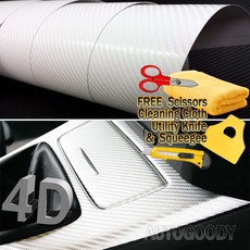 Premium 4D Semi-Gloss WHITE Carbon Fiber Vinyl Film Wrap Bubble Free Air Release