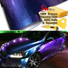 Premium Gloss Metallic Chameleon Purple Blue Vinyl Film Wrap Bubble Free Air Release