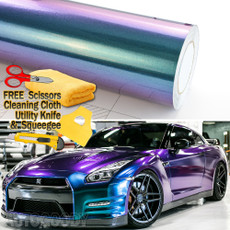 Premium Gloss Metallic Chameleon Purple Teal Green Vinyl Film Wrap Bubble Free Air Release