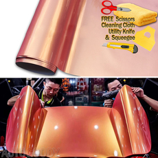 Super Gloss Metallic Peach Color - Orange + Pink Vinyl Film Wrap Air Bubble Free