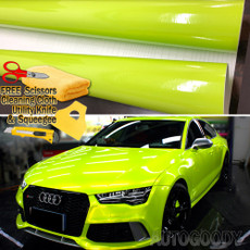 Premium Gloss Neon Green Yellow Vinyl Film Wrap Bubble Free Air Release
