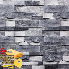 3D Stone Rock Wallpaper Background Modern Vinyl Film Sticker Peel-and-Stick Gray