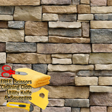 3D Stone Rock Wallpaper Background Modern Vinyl Film Sticker Peel-and-Stick Stack